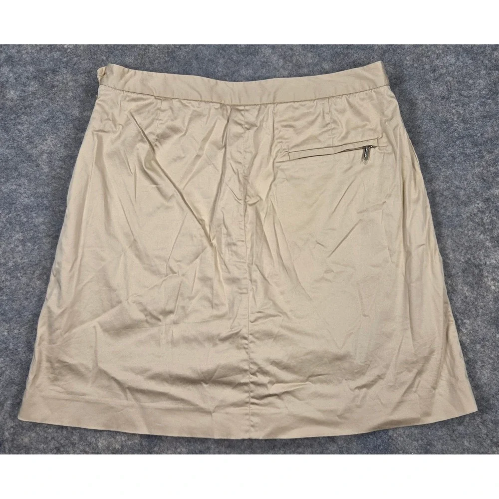 Vintage Ralph Lauren Golf Women 12 Khaki Tan Cotton Skort Zipper Pockets Skirt